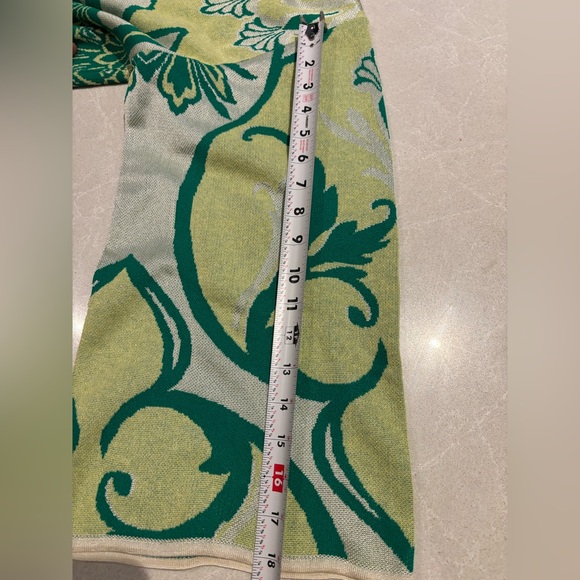 Jacquard Knit Boho Floral Hippie Tunic Dress Oversized Green TikTok Kaftan L-XL - Picture 10 of 16